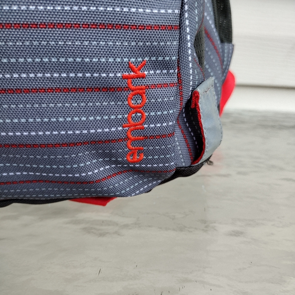 Embark Recycled Content Basic Backpack Gray Red Adjustable Straps - Picture 2 of 13
